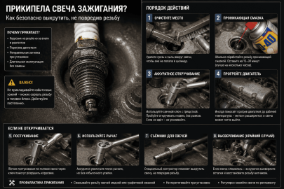 Как выкрутить свечу зажигания при прикипании?